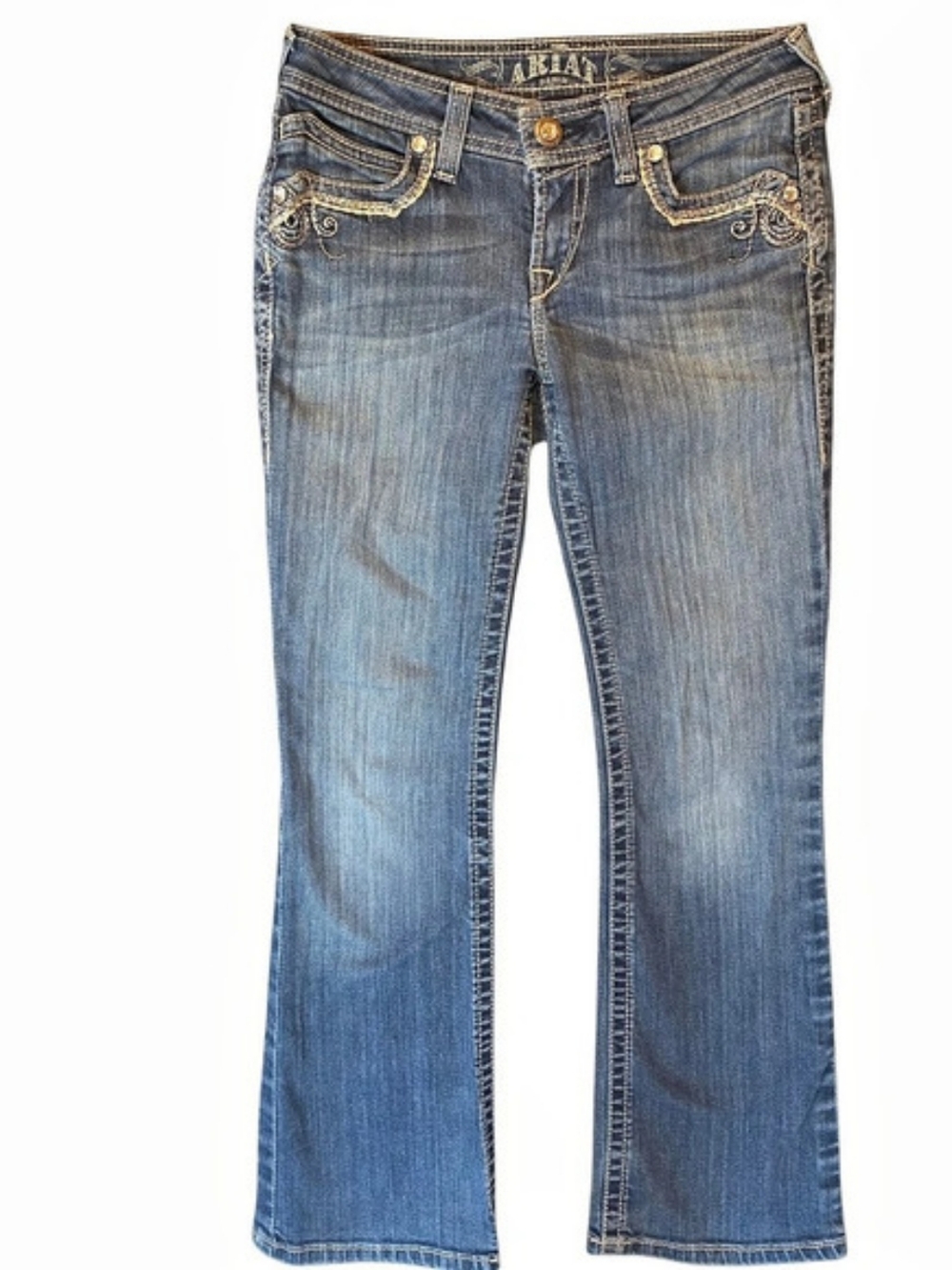 Ariat Ruby Low Rise Bootcut Jeans Blue Waist 26S Western Embroidered Bohemian